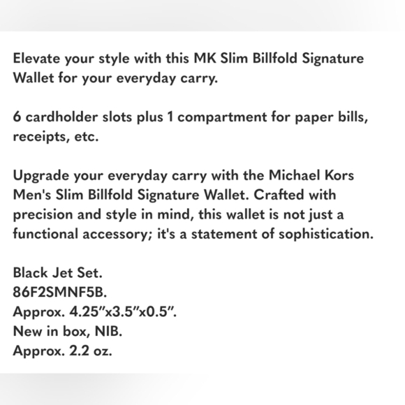 🔹️ Michael Kors🔹️ Men’s Slim Billfold Signature Wallet Black Jet Set Mens ✨️🖤 - Picture 8 of 8